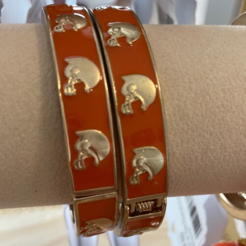 Game Day Enamel Football Helmet Hinge Bangle in Orange