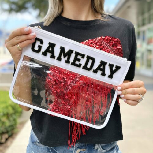 White GAMEDAY Patch Clear Snack Bag/Makeup Bag Pouch