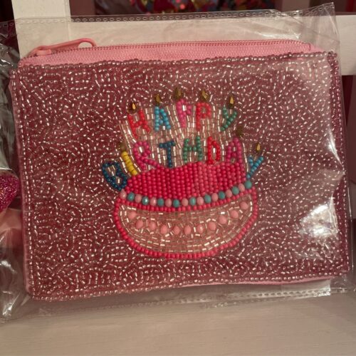 'Happy Birthday' Beaded Zip Pouch