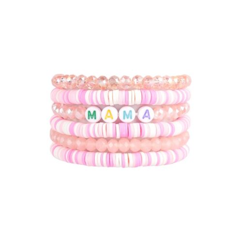 MAMA AND ME BEADS WITH HEART PENDANT BRACELET