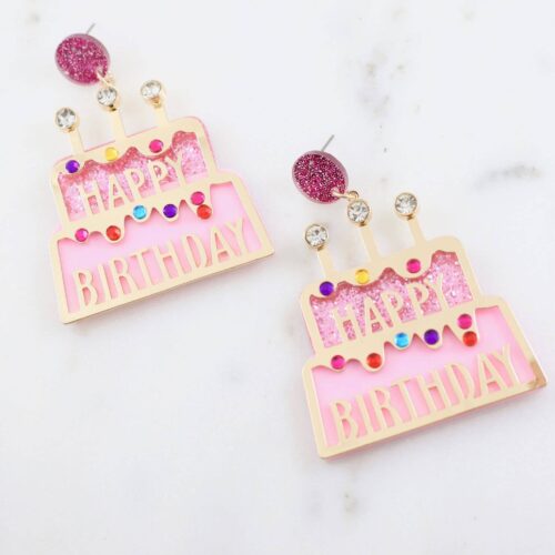Happy Birthday Cake Earring PINK