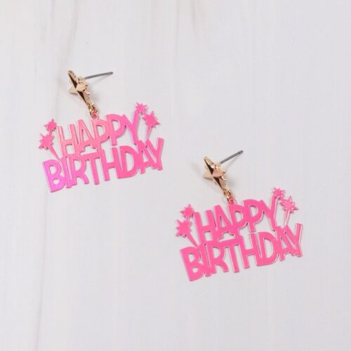 Happy Birthday Earring HOT PINK