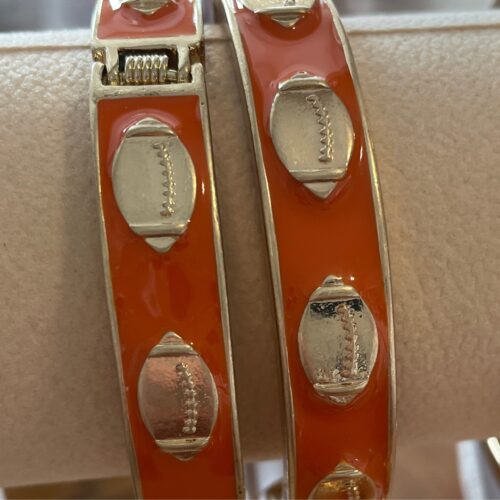 Game Day Enamel Football Hinge Bangle in Blue