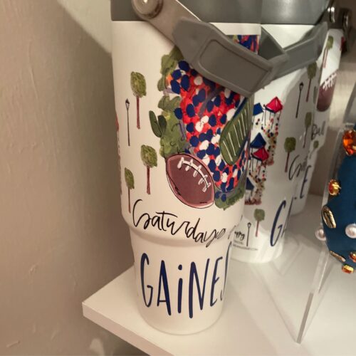 30oz Gainesville Flip Lid Tumbler W/ Handle, tailgate drink