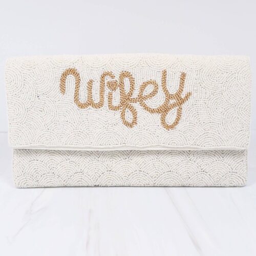 Wifey Beaded Crossbody WHITE