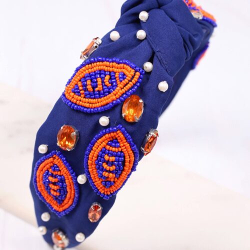 Free Catch Football Headband Orange & Blue