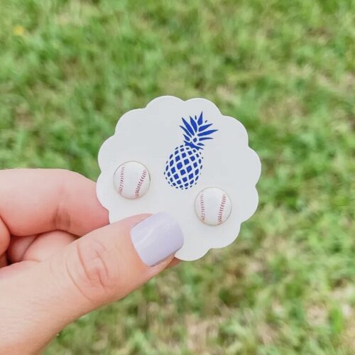 Baseball Enamel Stud Earrings