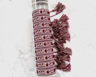Burgundy Maroon Game Day Embroidered Bracelet