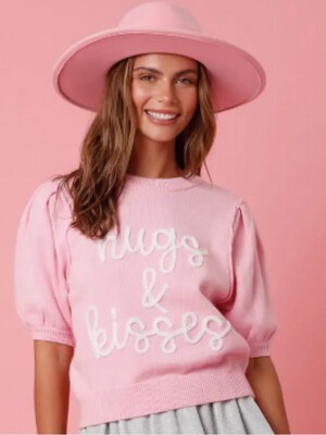 Hugs & Kisses Puff Sleeve Sweater Shirt