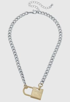 Lacy’s Lock Necklace in Two Tone