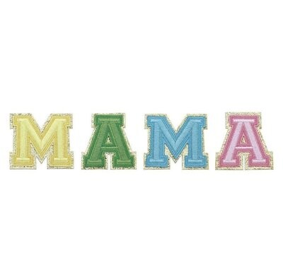 Large Embroidered Glitter Letter Patches-MAMA