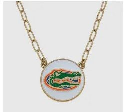 Florida Gators Enamel Disc Pendant Necklace in White