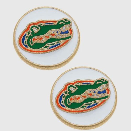 Florida Gators Enamel Disc Stud Earrings in White