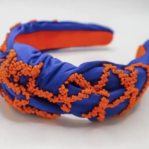 Game Day, Beaded Headband, Game Day Headband, Blue & Orange