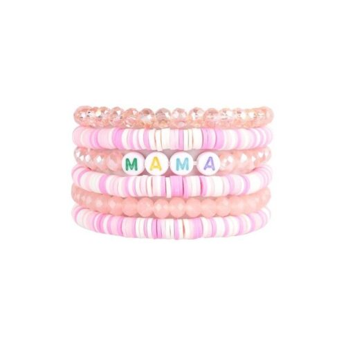 MAMA AND ME BEADS WITH HEART PENDANT BRACELET