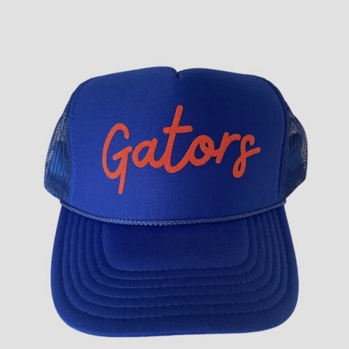 Orange Script Blue Trucker Hat/Baseball Cap