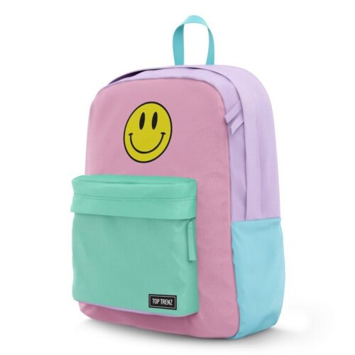 Smile Color Block Canvas 2- Zipper Backpack