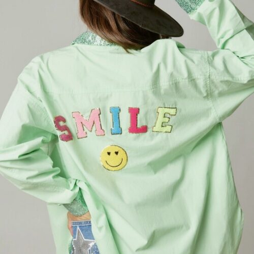 Smile Sequin Patch Shirt