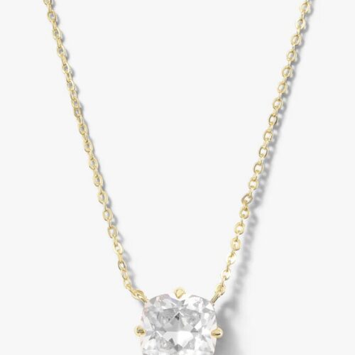 The Monarch Cushion Cut Necklace Gold/White Diamondettes