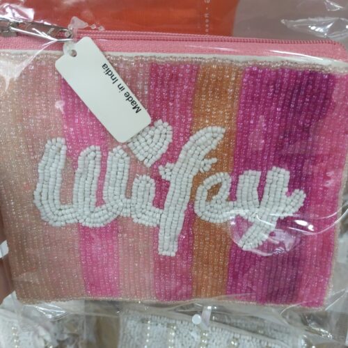 'wifey' Seed Bead Canvas Pouch with Tassel