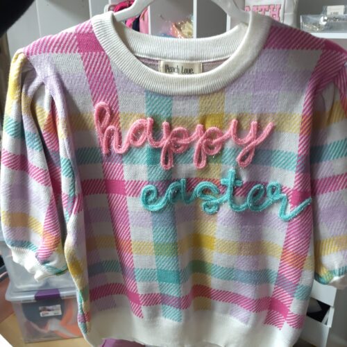 'Happy Easter' Gingham Sweater Shirt